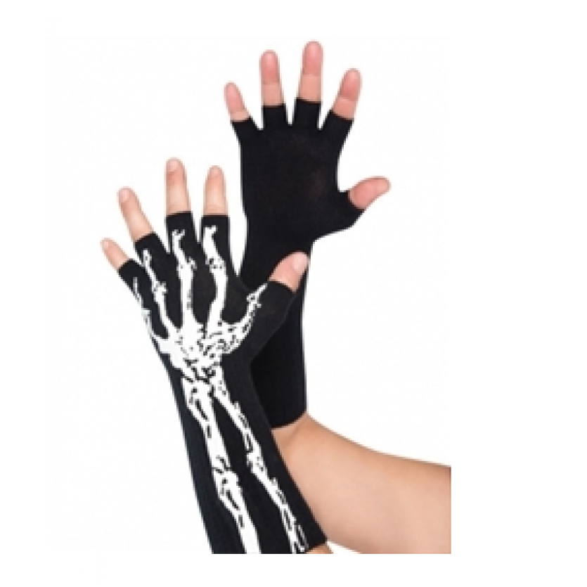 SKELETON GITD FINGERLESS GLOVES